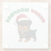 Christmas Rottweiler Coaster: Merry Woofmas ガラスコースター (裏面)