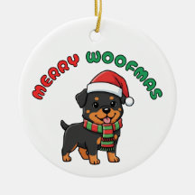Christmas Rottweiler Ornament: Merry Woofmas