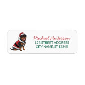 Christmas Rottweiler Santa in Hat Return Address   ラベル (正面)