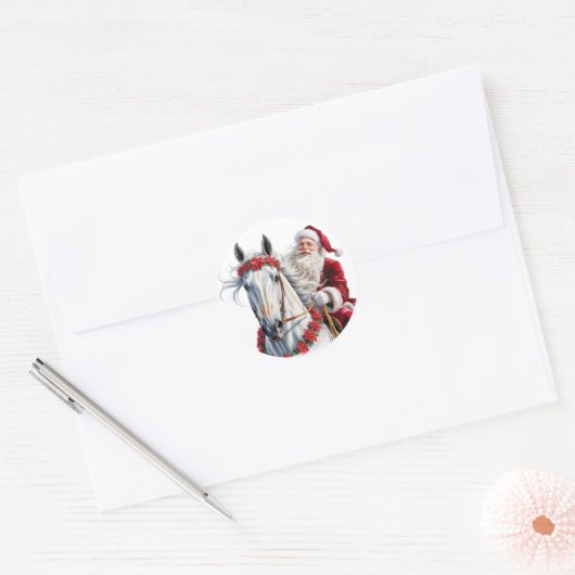  Christmas round sticker for Horse Lovers ラウンドシール (封筒)