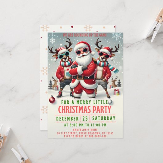 Christmas Rounding up the Gang Invitation 招待状 (正面/裏面インサイチュ)