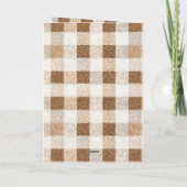 Christmas Rustic Cream Brown Plaid Deer カード (裏面)