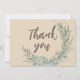 Christmas Rustic Greenery Wreath Baby Shower サンキューカード