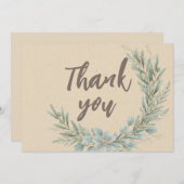 Christmas Rustic Greenery Wreath Baby Shower サンキューカード (正面/裏面)