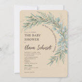 Christmas Rustic Greenery Wreath Baby Shower 招待状 (正面)