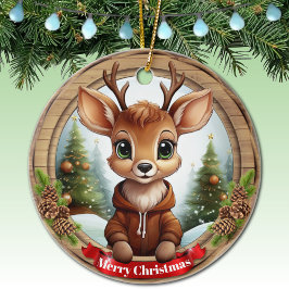 Christmas Rustic Vibe Personal Name Gift Tag 🦌🎄 セラミックオーナメント