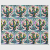 Christmas Saguaro Cactus Whimsical Decoupage ラッピングペーパー (フラット)