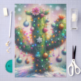 Christmas Saguaro Cactus Whimsical Decoupage 薄葉紙