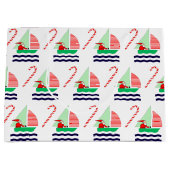 Christmas Sailing Nautical ラージペーパーバッグ (正面)