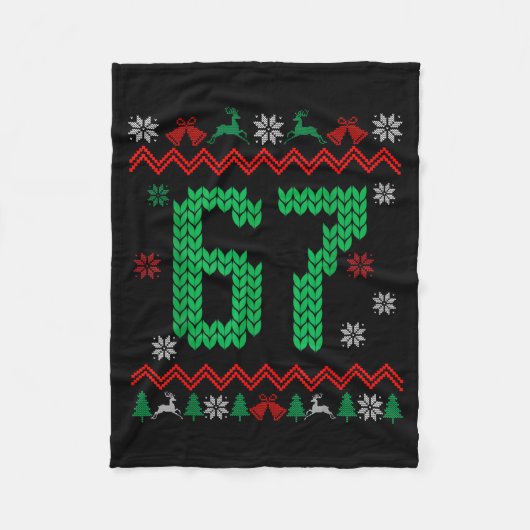 Christmas Santa 67 Six Seven Meme Ugly Sweater  フリースブランケット (正面)