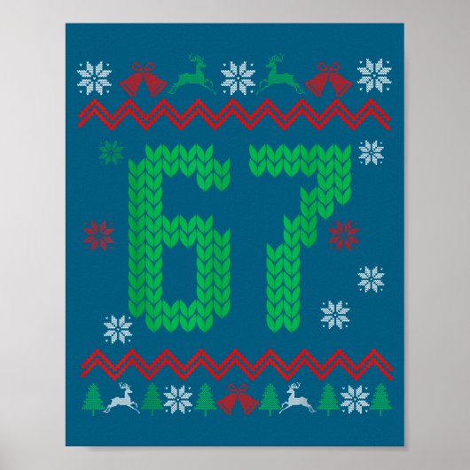 Christmas Santa 67 Six Seven Meme Ugly Sweater  ポスター (正面)