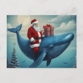 Christmas Santa and Whale Surreal ポストカード (正面)