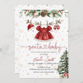  christmas santa baby clothesline baby shower 招待状 (正面/裏面)