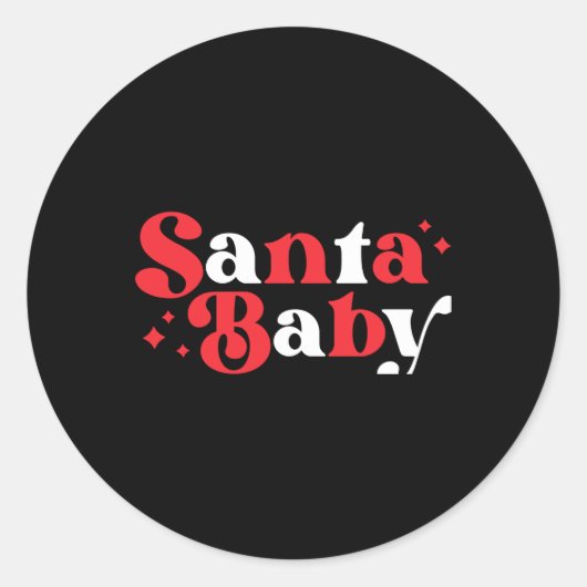 Christmas Santa Baby Cute Modern Tygraphy Script B ラウンドシール (正面)