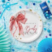 Christmas Santa Baby Red and Gold Baby Shower ペーパープレート (パーティー)