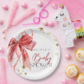 Christmas Santa Baby Red and Gold Baby Shower ペーパープレート (パーティー)