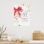 Christmas Santa Baby Red and Gold Welcome Sign ポスター (キッチン)