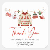 Christmas Santa Baby Shower スクエアシール (正面)