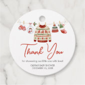 Christmas Santa Baby Shower Round フェイバータグ (正面)
