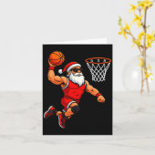 Christmas Santa Basketball Player Dunking Basketba カード (黄色い花)