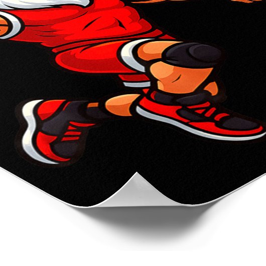 Christmas Santa Basketball Player Dunking Basketba ポスター (角)