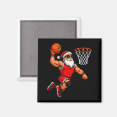 Christmas Santa Basketball Player Dunking Basketba マグネット (正面/裏面)