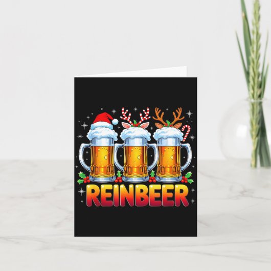 Christmas Santa Beer Lovers Funny Drinking Trend N カード (正面)