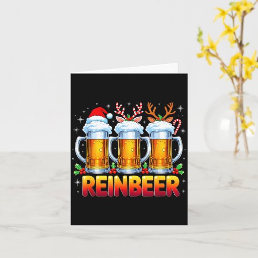 Christmas Santa Beer Lovers Funny Drinking Trend N カード (黄色い花)