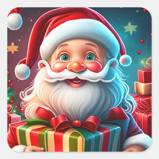 Christmas Santa Claus スクエアシール (正面)