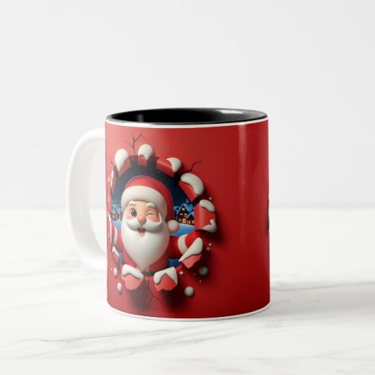 Christmas Santa Claus 3D Mugs| Merry Christmas Mug ツートーンマグカップ (正面左)