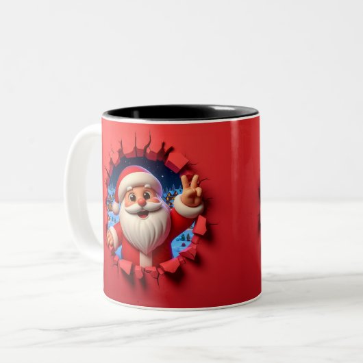 Christmas Santa Claus 3D Mugs| Merry Christmas Mug ツートーンマグカップ (正面左)