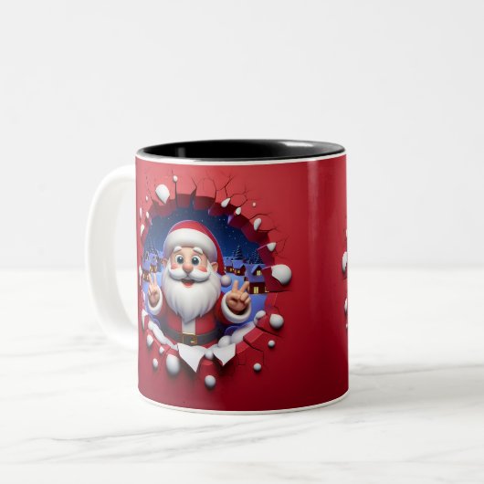 Christmas Santa Claus 3D Mugs| Merry Christmas Mug ツートーンマグカップ (正面左)