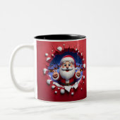 Christmas Santa Claus 3D Mugs| Merry Christmas Mug ツートーンマグカップ (左)