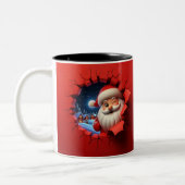 Christmas Santa Claus 3D Mugs| Merry Christmas Mug ツートーンマグカップ (左)