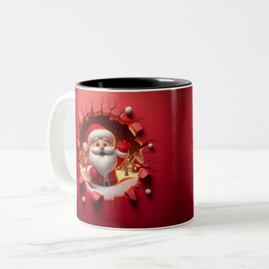 Christmas Santa Claus 3D Mugs| Merry Christmas Mug ツートーンマグカップ (正面左)