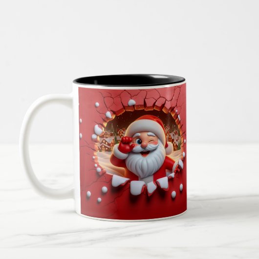 Christmas Santa Claus 3D Mugs| Merry Christmas Mug ツートーンマグカップ (左)