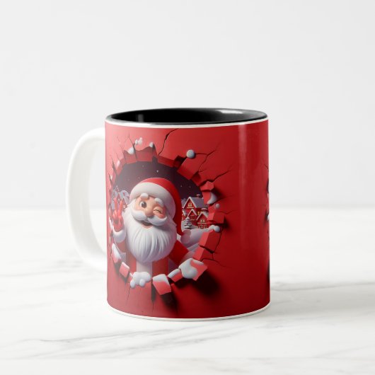 Christmas Santa Claus 3D Mugs| Merry Christmas Mug ツートーンマグカップ (正面左)