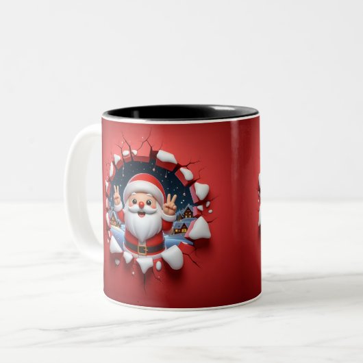 Christmas Santa Claus 3D Mugs| Merry Christmas Mug ツートーンマグカップ (正面左)