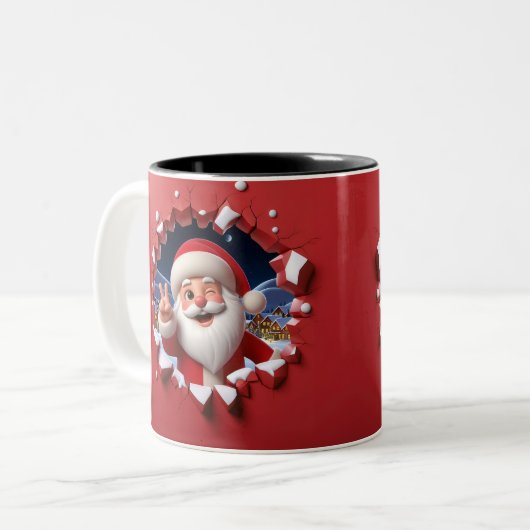 Christmas Santa Claus 3D Mugs| Merry Christmas Mug ツートーンマグカップ (正面左)