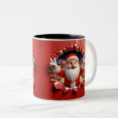 Christmas Santa Claus 3D Mugs| Merry Christmas Mug ツートーンマグカップ (正面右)