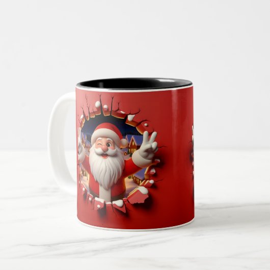 Christmas Santa Claus 3D Mugs| Merry Christmas Mug ツートーンマグカップ (正面左)