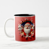 Christmas Santa Claus 3D Mugs| Merry Christmas Mug ツートーンマグカップ (左)