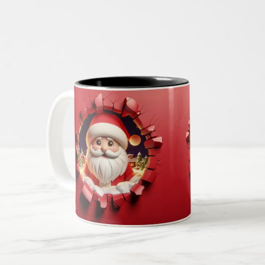 Christmas Santa Claus 3D Mugs| Merry Christmas Mug ツートーンマグカップ (正面左)