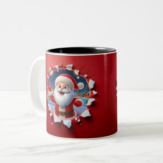 Christmas Santa Claus 3D Mugs| Merry Christmas Mug ツートーンマグカップ (正面左)