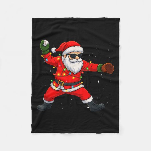 Christmas Santa Claus Baseball Tcher Boys Kids Tee フリースブランケット (正面)