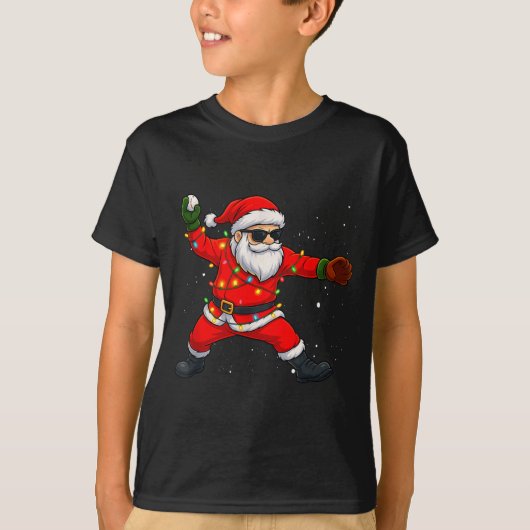 Christmas Santa Claus Baseball Tcher Boys Kids Tee Tシャツ (正面)