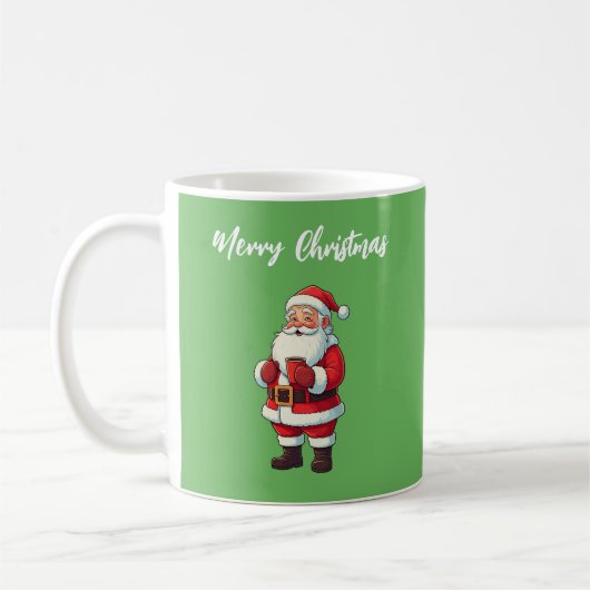 Christmas Santa Claus Drinking Hot Chocolate コーヒーマグカップ (左)