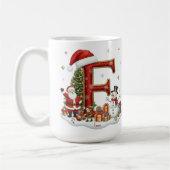 Christmas Santa Claus Elf Penguin Alphabet E コーヒーマグカップ (左)