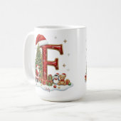 Christmas Santa Claus Elf Penguin Alphabet F コーヒーマグカップ (正面左)