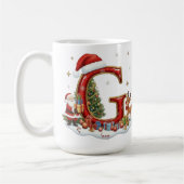 Christmas Santa Claus Elf Penguin Alphabet G コーヒーマグカップ (左)